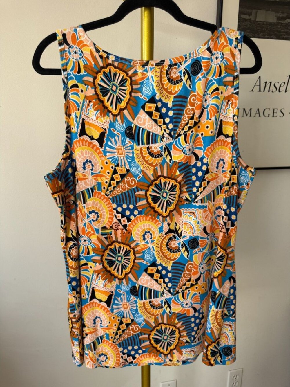 Cato Womens XL Tank Top Geometric Seashell Print Sleeveless Stretch Boho - Picture 2 of 5